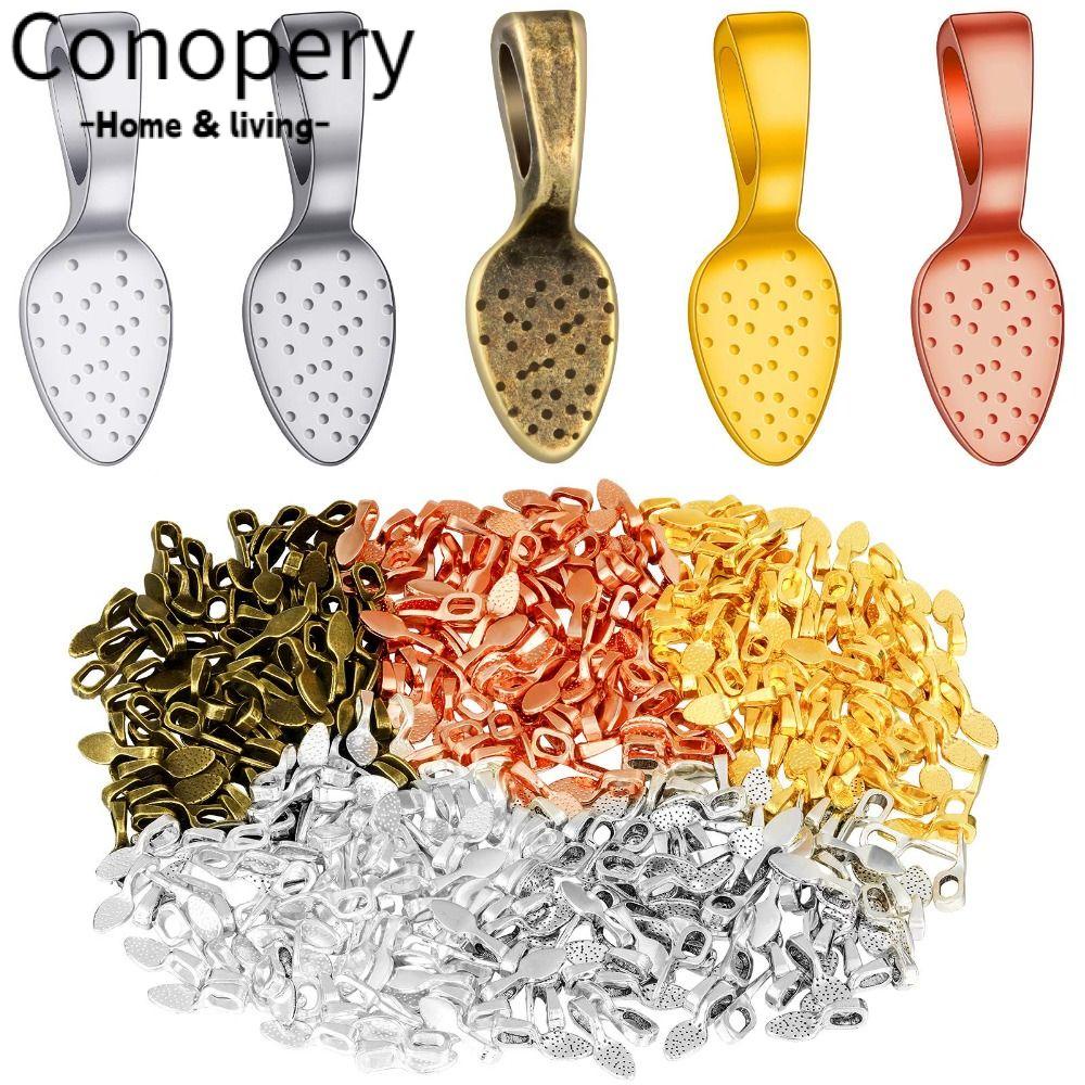 Conopery Set 200 Mặt Dây Chuyền Hình Muỗng Dán 5 Màu 200 Cái DIY Bằng Hợp Kim