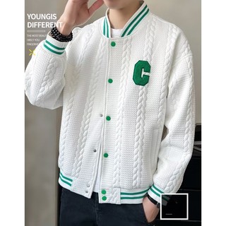Áo khoác bóng chày màu trơn in chữ c thời trang hàn quốc cá tính cho nam simple áo khoác nam nỉ top áo khoác nam đẹp sọc fashion áo khoác nam unisex