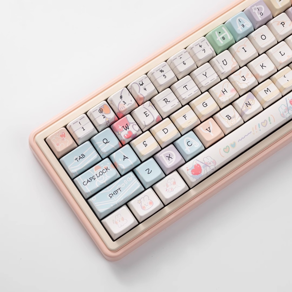 Thỏ Keycaps MDA Profile Hoạt Hình Hình Minh Họa PBT Dye Sub Bàn Phím Cơ Keycap