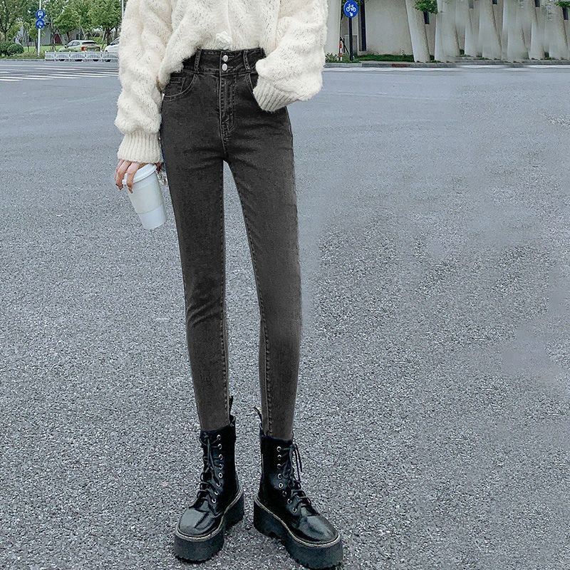 Quần Jean Nữ Lưng Cao ôm body đẹp vải co dãn cao cấp, Quần dài nữ vải denim