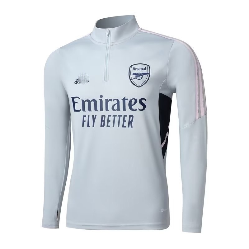 Football01 arsenal fc half zip jersey xám nhạt dài tay áo mỏng nam cộng với kích thước áo thể thao thông thường thể dục top s-xxl