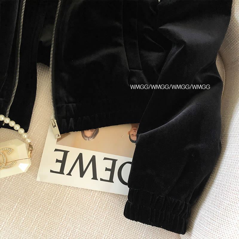 Áo Khoác Bóng Chày Tay Dài Vải Nhung Màu Sắc Tương Phản Phong Cách Mỹ Thời Trang Xuân Thu 2023 Cho Nữ