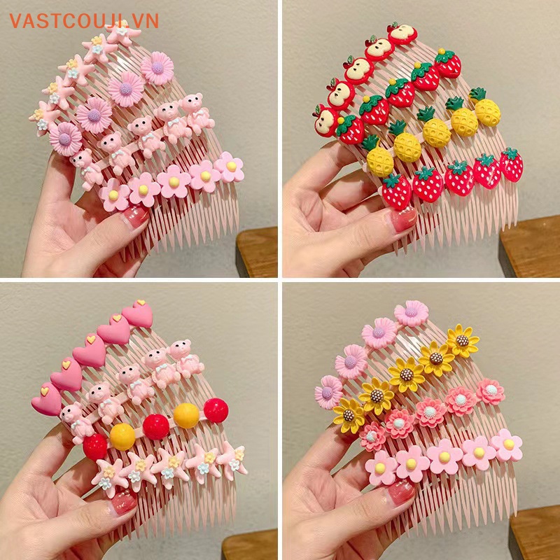 Vastji phim hoạt hình dễ thương lược dâu tây mũ nón trẻ em cô gái bang lược tóc kẹp móng tay vn