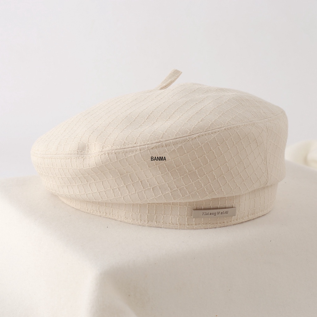 Mũ thời trang thông thường mới của hàn quốc logo kim loại mặt mũ beret nhỏ