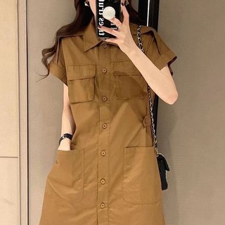 Áo sơ mi thẳng bảo hộ lao động mùa hè 2023 phụ nữ ăn mặc đơn giản mới