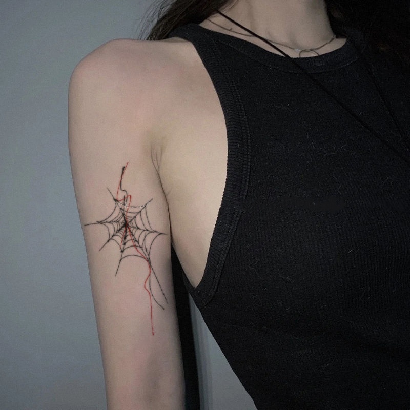 Hình xăm mạng nhện đen hình xăm cô gái sexy cánh tay hình xăm không thấm nước hình xăm dán kéo dài trong 6 ngày hình xăm giả tạm thời