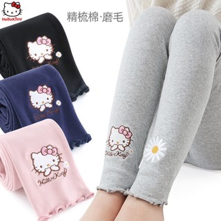 Quần legging Thêu Hình Hello kitty Cho Bé Gái