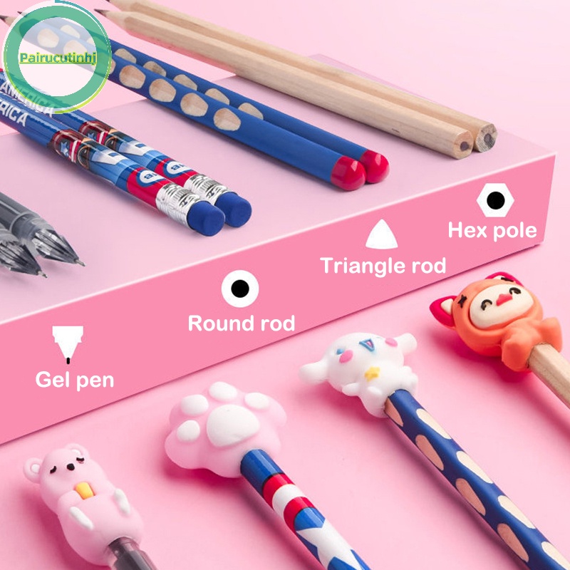 Set 10 Nắp Đậy Bút Chì Bằng Silicon Họa Tiết Hoạt Hình Dễ Thương vn