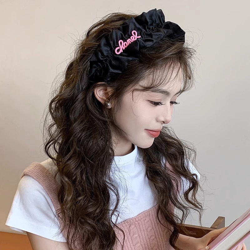 Băng Đô Cài Tóc Bằng Vải Bông Xếp Ly Bản Rộng Dễ Thương Dành Cho Bạn Gái