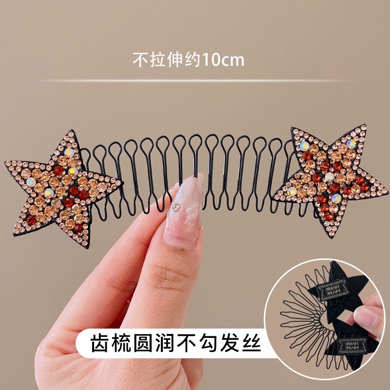 Cài tóc chống rối hình ngôi sao, kẹp tóc đính đá nữ