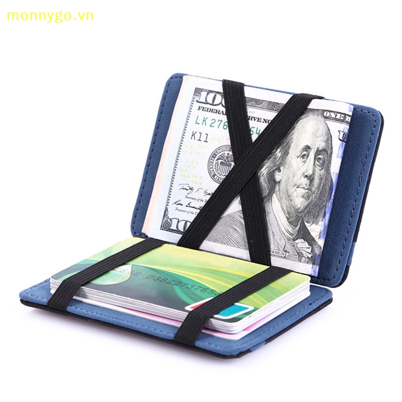 Monnygo da nam magic wallet kẹp tiền dây thun người giữ tiền mặt nhỏ ví mỏng vn