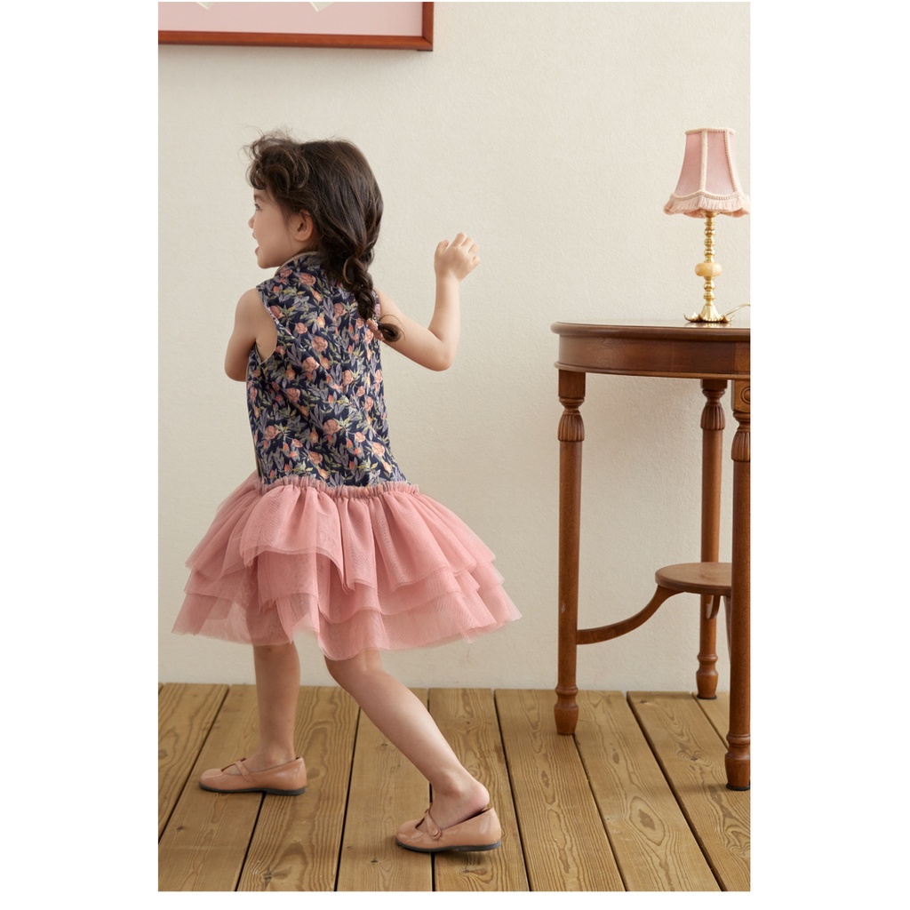 Đầm Sườn Xám Phong Cách Trung Hoa Mới Cho Bé Gái Size 110-150