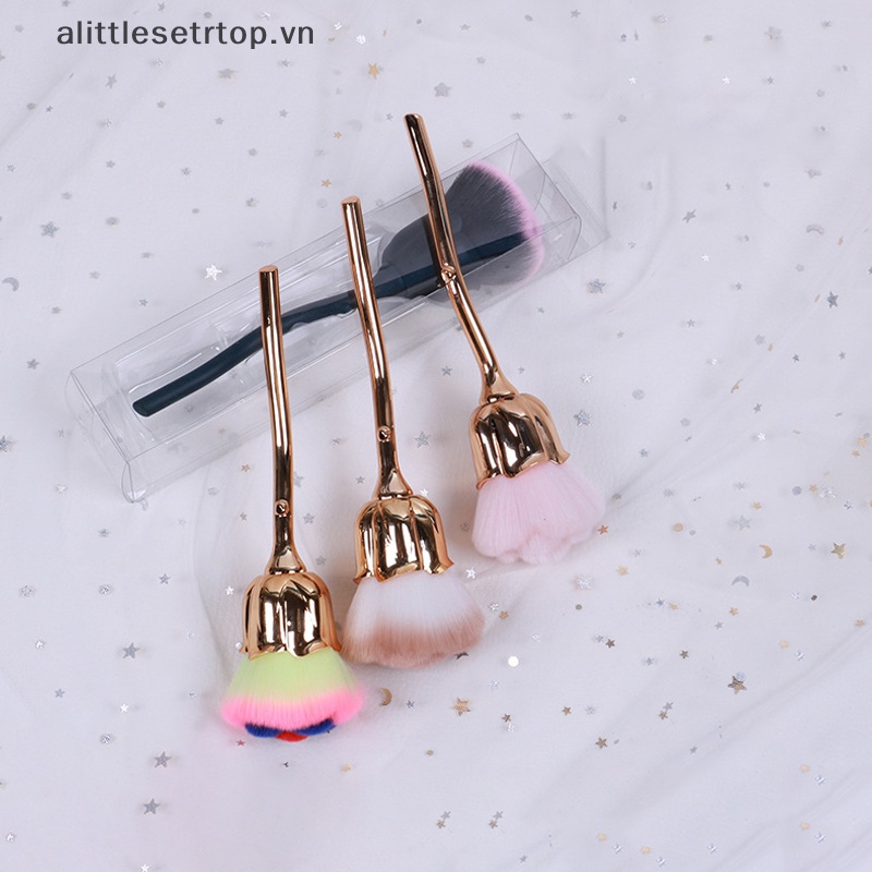 Alittlesetrtop flower nail brush for manicure rose nail art brush nail accesories tools phổ biến round small gel polish chổi làm sạch bụi.