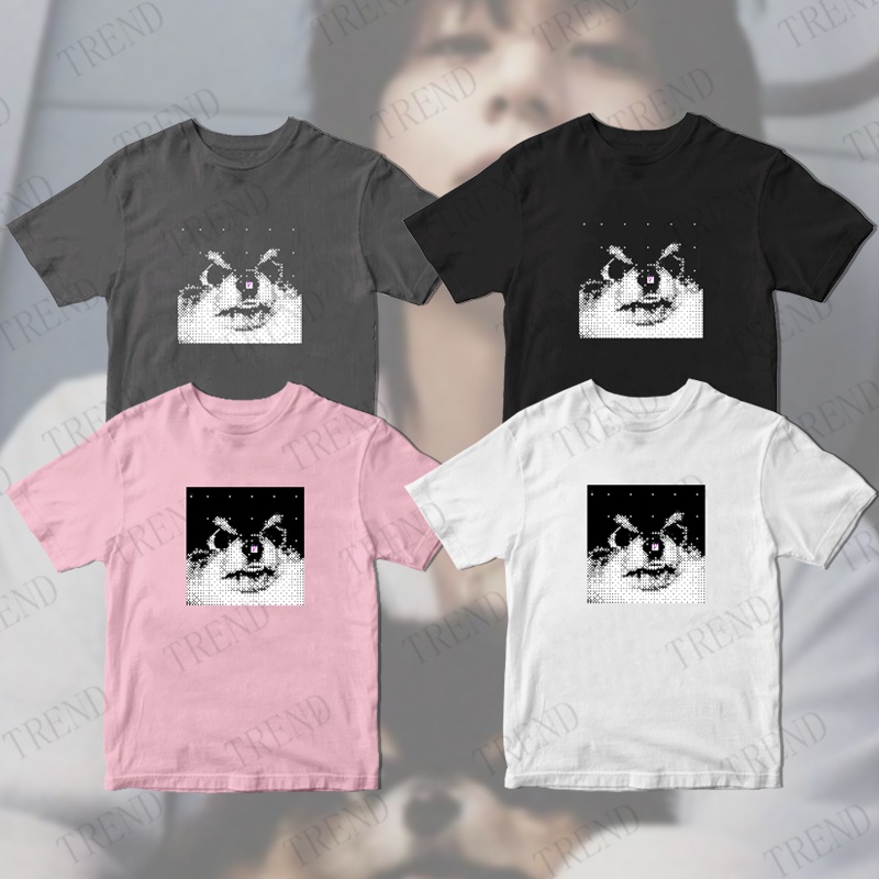 Kpop bangtan v taehyung solo album layover cotton t-shirt plus size yeontan dog print short sleeve top thời trang hàn quốc lỏng lẻo áo sơ mi nam và nữ giản dị tee
