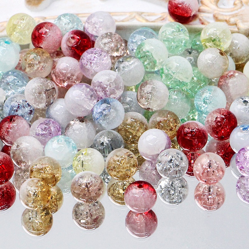 50 cái / bộ 8mm hạt thủy tinh băng tươi nứt tự làm trang trí handmade bracelet trang sức