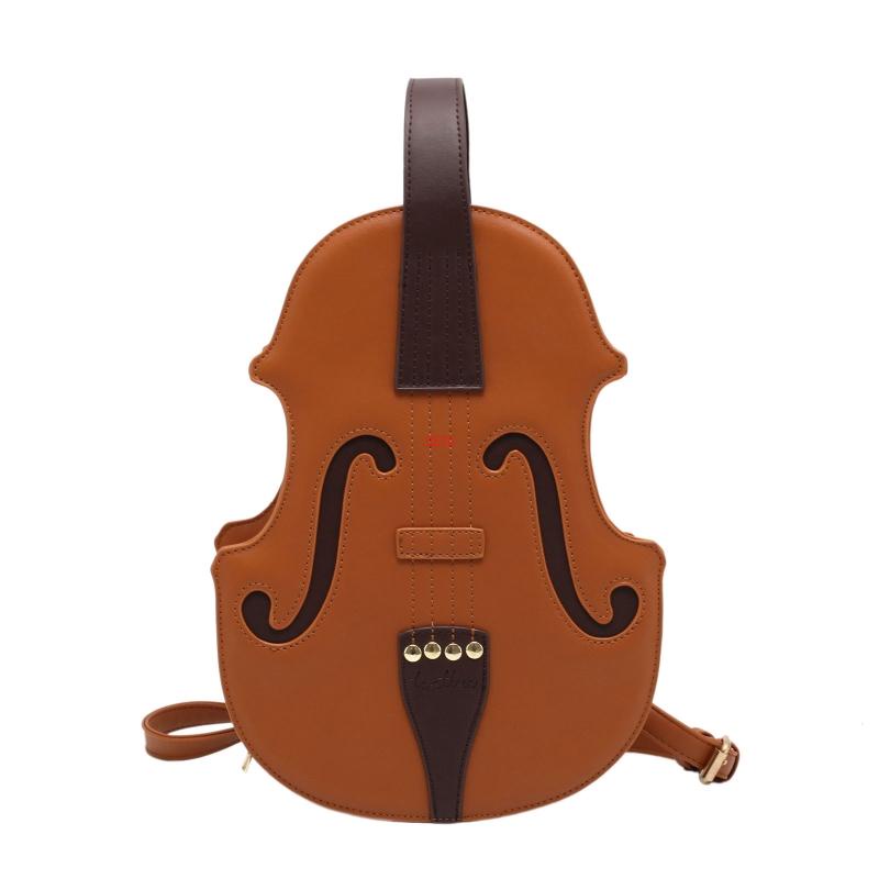 Seng violin hình dạng ba lô da pu túi xách đi học daypack du lịch cho cô gái tuổi teen