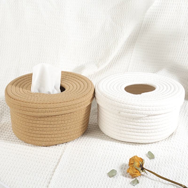 Hộp Đựng Khăn Giấy Thủ Công Bằng cotton Đơn Giản Trang Trí Phòng Khách / Xe Hơi