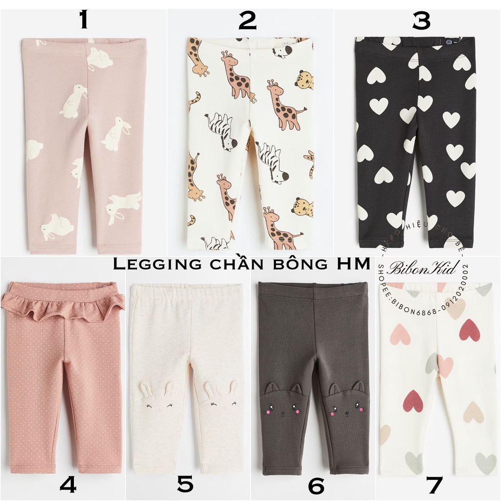 Quần legging chần bông nhẹ ống ôm HM US/UK/CN từ 6-9m đến 3-4y ĐỌC KỸ LƯU Ý Ạ
