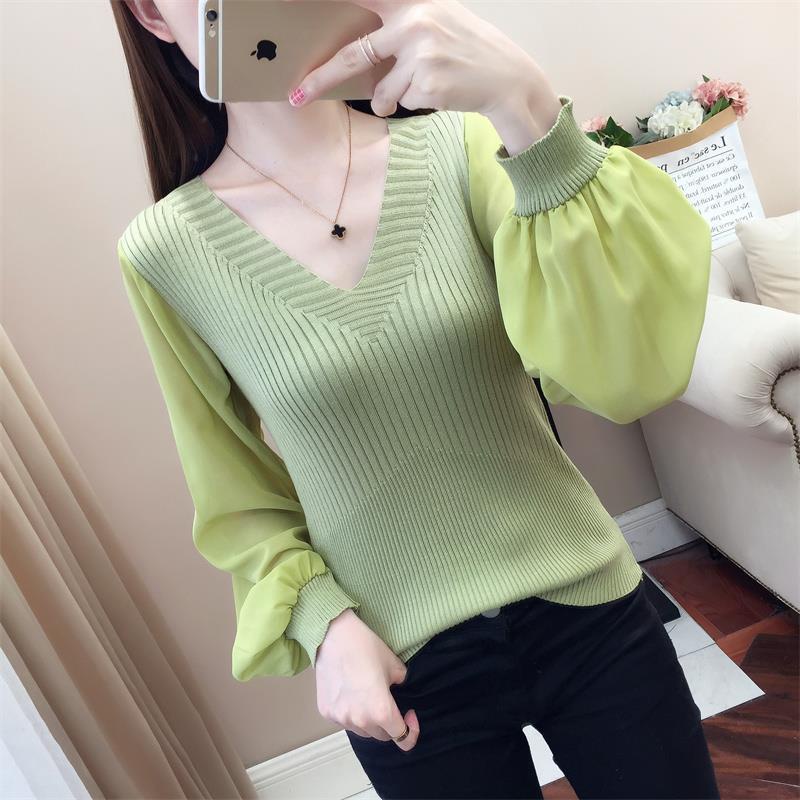 Áo Len Dài Tay Cổ Chữ v Màu Đen Phong Cách Phương Tây Thời Trang Mùa Thu 2023 Dành Cho Nữ