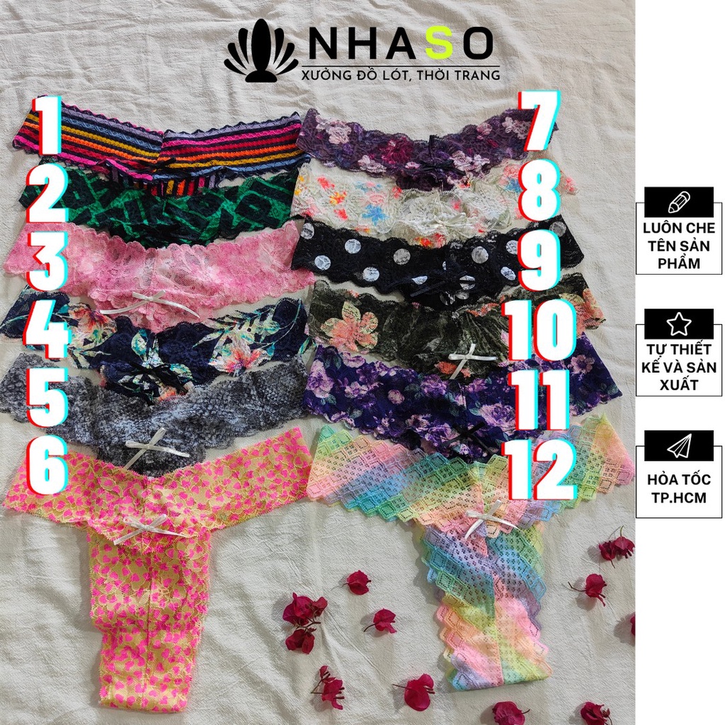 Quần lót ren lọt khe🔥QL37 họa tiết hoa 12 màu mẫu T gợi cảm Nhà Sò