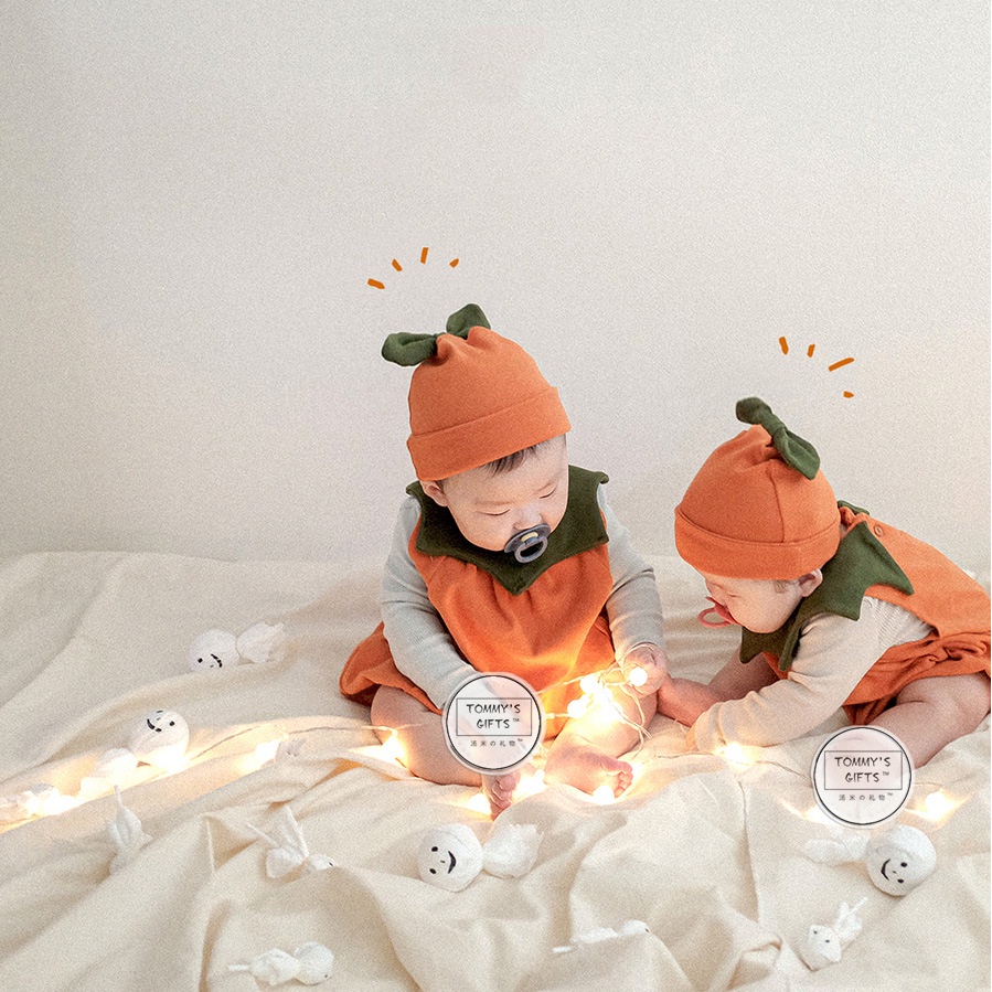 Bộ Đồ Ngủ Liền Thân Hình Bí Ngô Phong Cách halloween Dành Cho Trẻ Em Mới Sinh