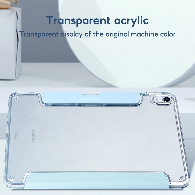 TBTIC acrylic case cho ipad air 5 5 10.9 pro 2022 10 10 9 8 7 10 10.2 2021 2020 2018 với khe cắm bút chì trong suốt có thể gập lại