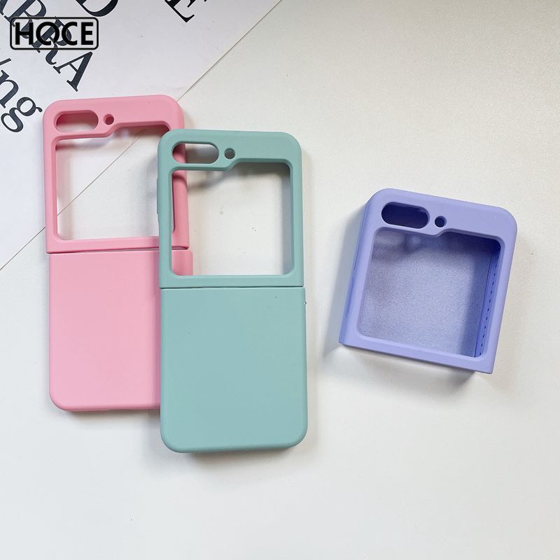 Hoce zflip5 vỏ điện thoại silicon mềm màu rắn cho samsung galaxy z flip 5 flip5 5g nắp bảo vệ mặt sau soft-touch có thể gập lại