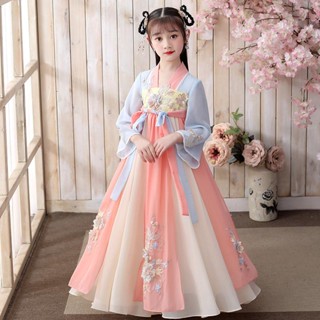Pippikids- Váy Hanfu bé gái phong cách mới váy dài trẻ em cỡ lớn và vừa phong cách Trung Quốc trang phục cổ xưa váy công chúa