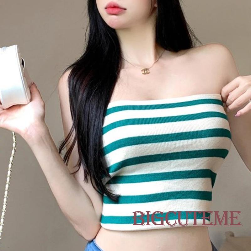 Áo Ống In Họa Tiết Kẻ Sọc Thời Trang Mùa Hè Dành Cho Nữ