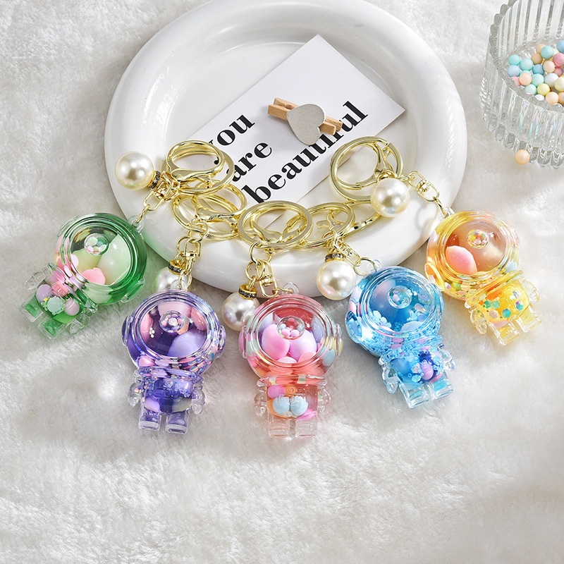 Móc Khóa Hạt Dầu Nhiều Màu Hình Phi Hành Gia Hoạt Hình Tinh Tế