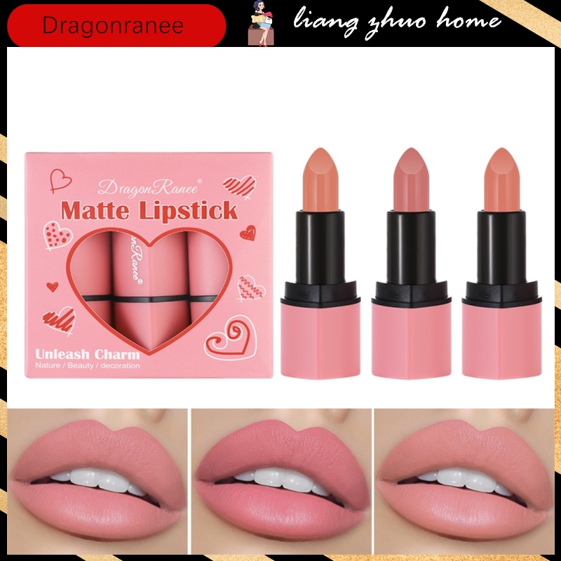 Set 3 Son Lì Tông Màu Nude Trái Tim Xinh Xắn