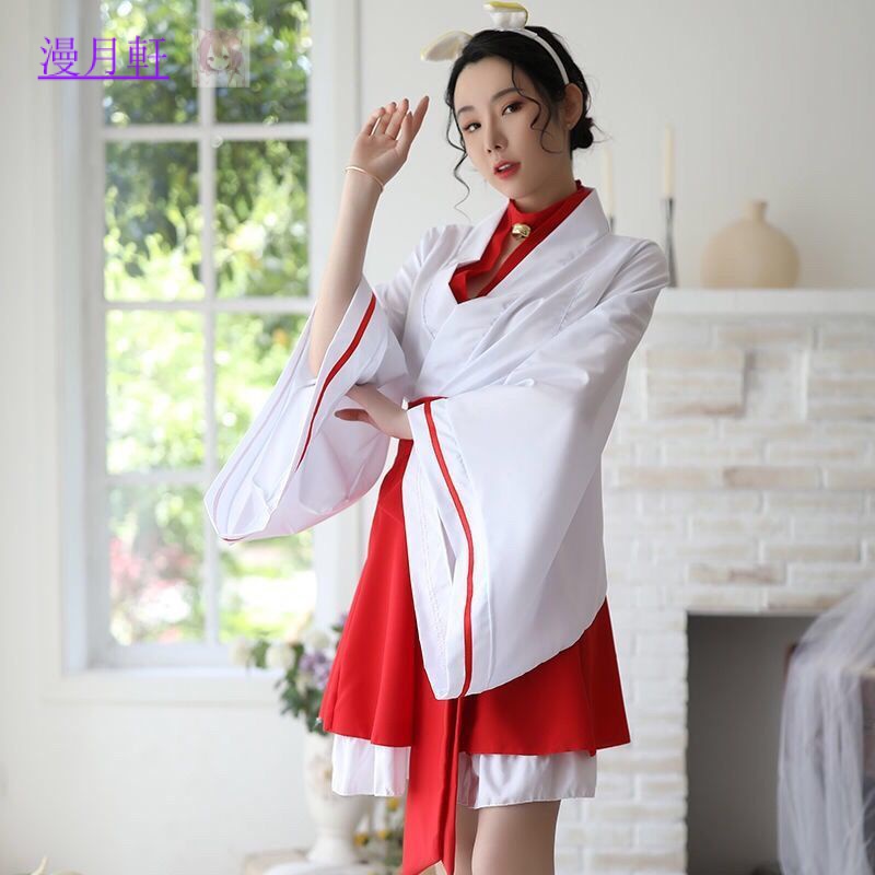 Trang Phục Hóa Trang Cô Hầu Gái Nhật Bản  Đồng Phục kimono Hoa Loako miko cos Hai Chiều