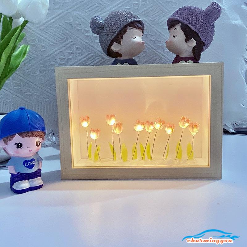 Đèn Ngủ led Hình Hoa tulip Mô Phỏng Ánh Sáng Ban Đêm Quà Tặng Sinh Nhật Cho Bé Gái