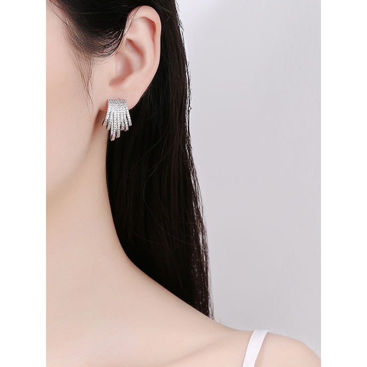 1 Đôi Bông Tai Mạ Bạc 925 Kiểu Dáng Hình Học Đơn Giản