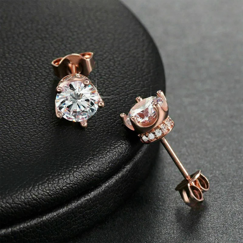 Khuyên Tai Nữ Mạ Vàng Hồng Đính Đá 6 Màu Thời Trang