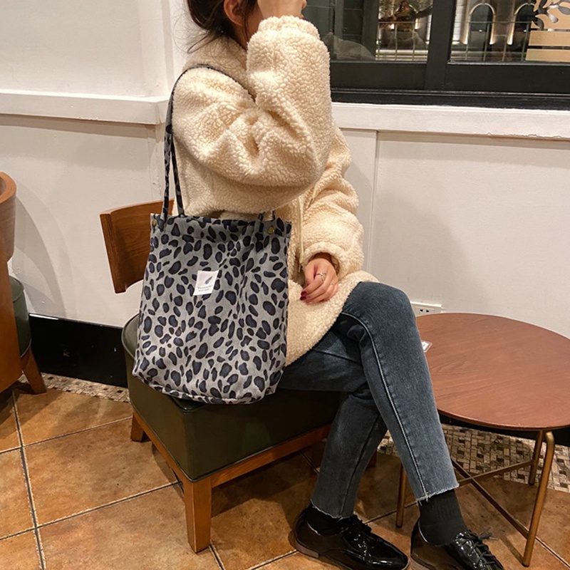 Fancy Túi Mua Sắm Đeo Vai Sức Chứa Lớn Bằng Nhung Có Nút Nhấn Có