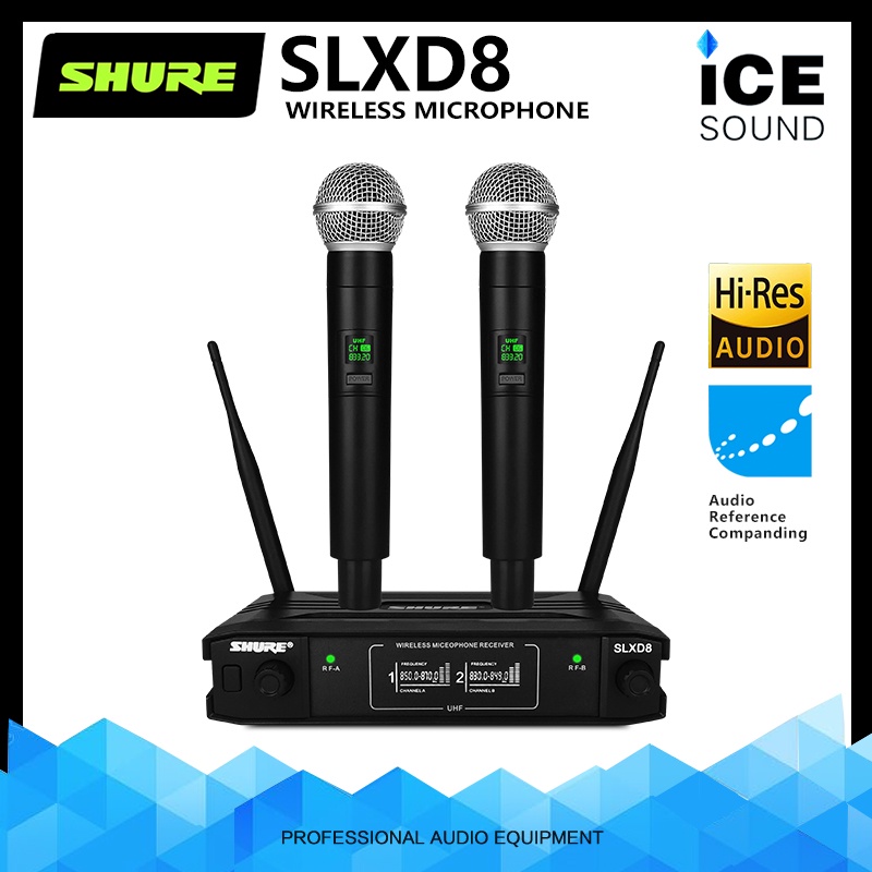 micro không dây SHURE SLXD8 mic hát karaoke microphone Chất lượng âm thanh trung thực cao Khoảng cách nhận ăng-ten kép