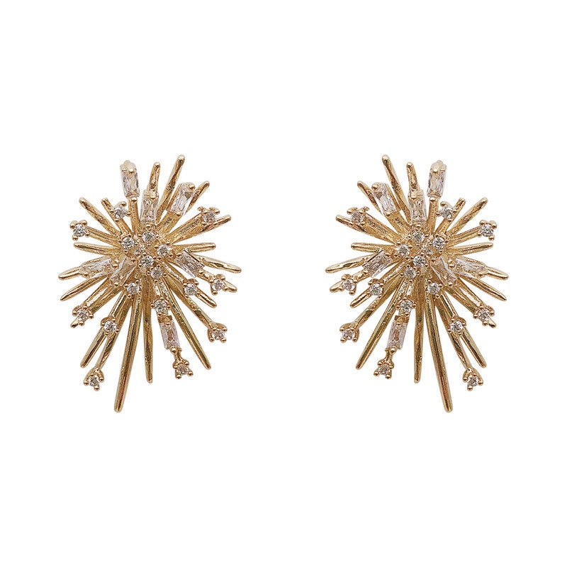 Bông Tai Mạ Bạc 925 Hình Pháo Hoa Đính Đá Pha Lê Phong Cách Hàn Quốc