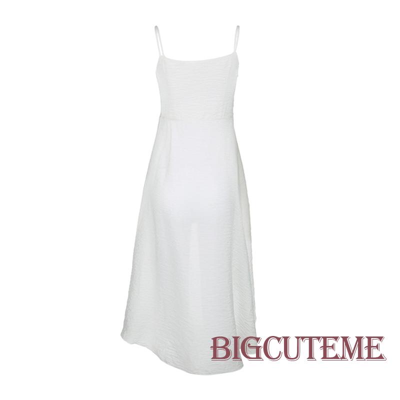 [] - Áo Hai Dây Cổ Chữ V Xẻ Tà Phối Màu Trắng Thời Trang Đi Tiệc Mùa Hè Cho Nữ