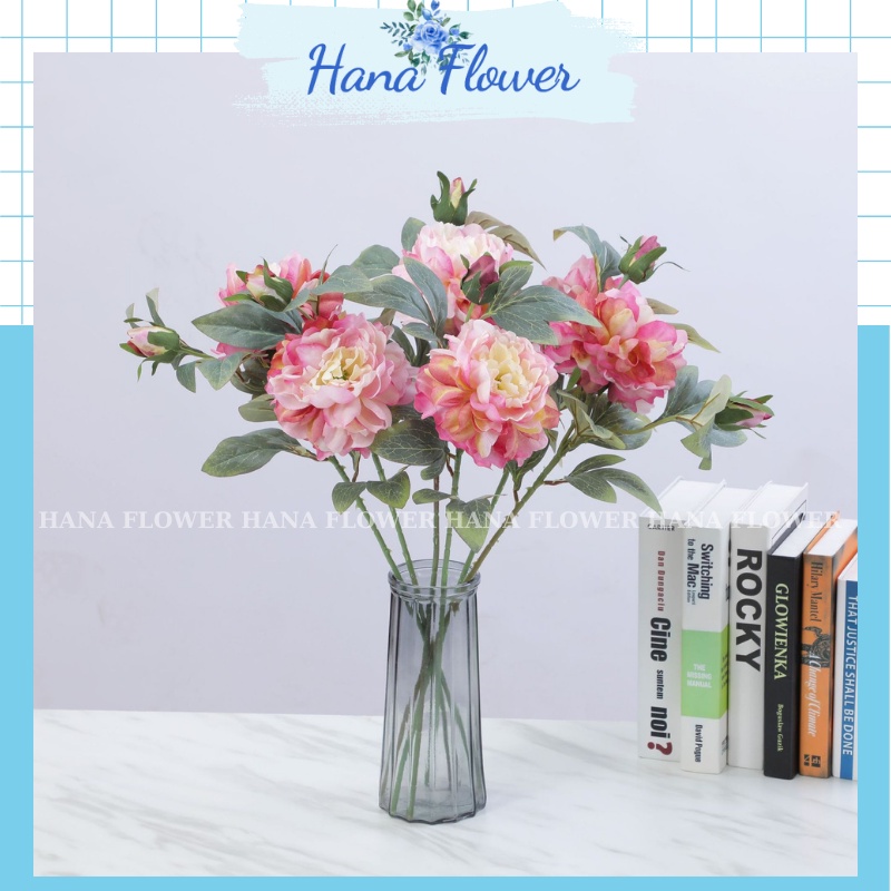 Hoa hồng mẫu đơn, hoa giả để bàn, hoa mẫu đơn đại trang trí phòng khách - Hana Flower