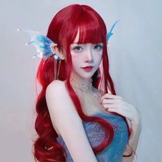 Tóc Giả Dài / Xoăn Màu Đỏ Sợi Tổng Hợp Chống Nhiệt Hóa Trang Cho Nam Và Nữ