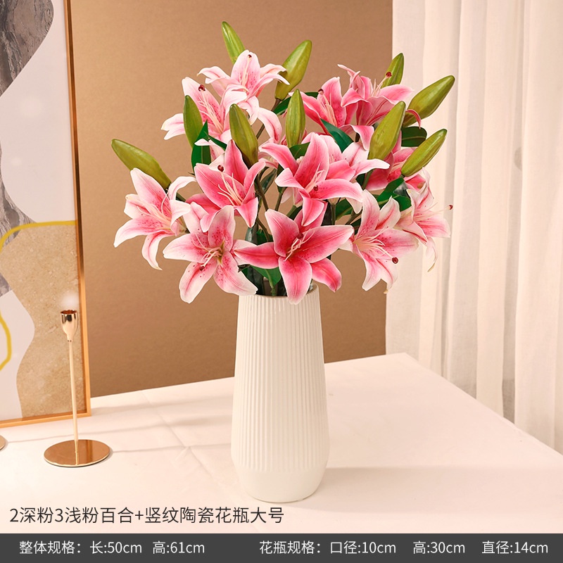 Hoa Ly Giả 3 Bông 2 Nụ Cao Cấp - Hoa Giả Nhiều Màu Sắc Trang Trí Bàn Ăn, Nhà Cửa, Văn Phòng, Nhà Hàng