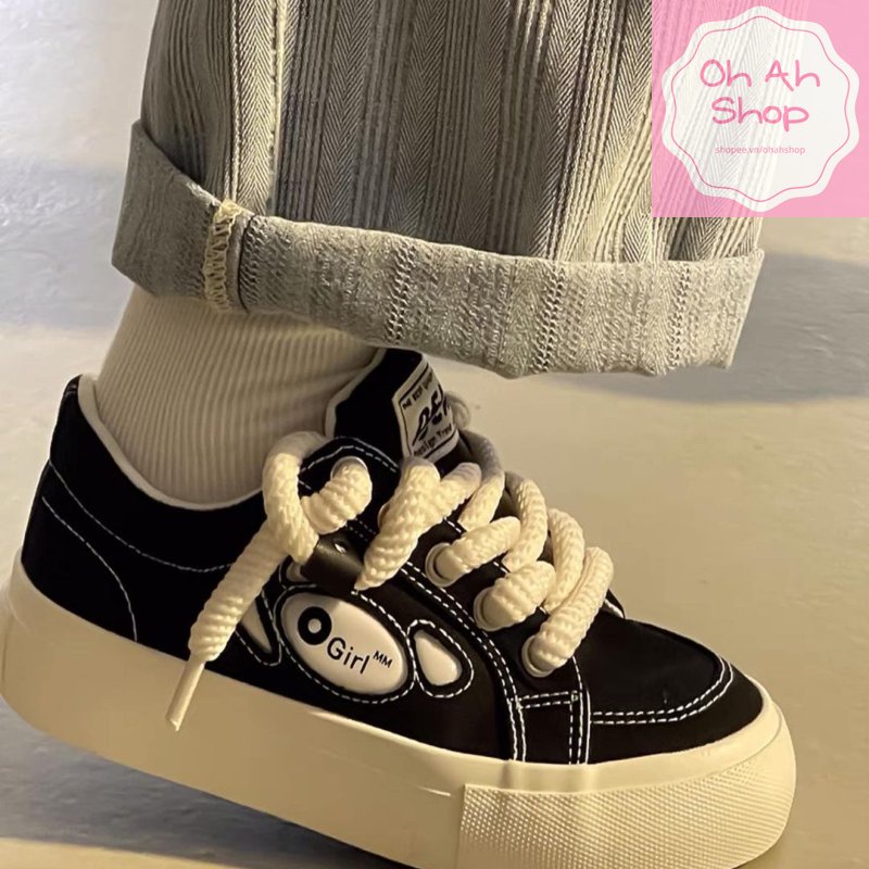 🍓  Giày Nữ Đi Học Giày Vải Canvas O'girl Đen Trắng Hàng Loại 1