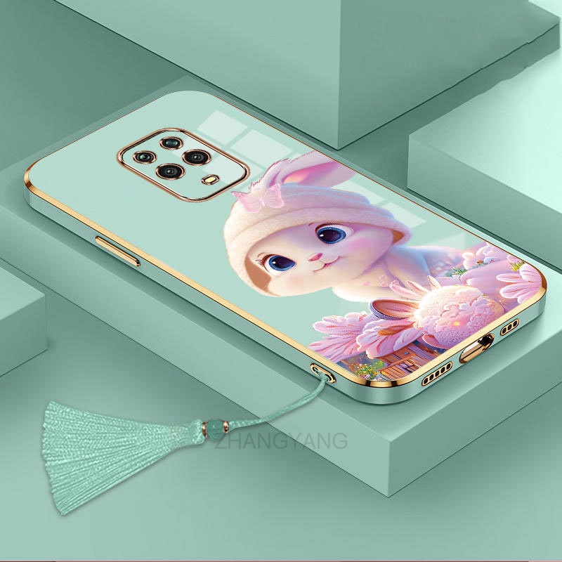 ốp lưng Redmi note 9 pro Redmi note 9s Ốp Điện Thoại Tpu Dẻo Mạ Màu Gradient In Hình Thỏ Kèm Dây Đeo Cho Redmi note 9 pro Redmi note 9s