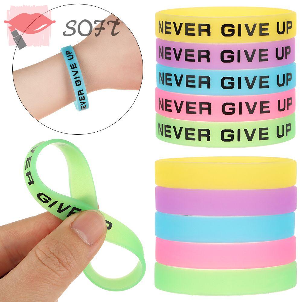 Vòng Tay Silicone In Chữ Never Give Up Motivation Teen