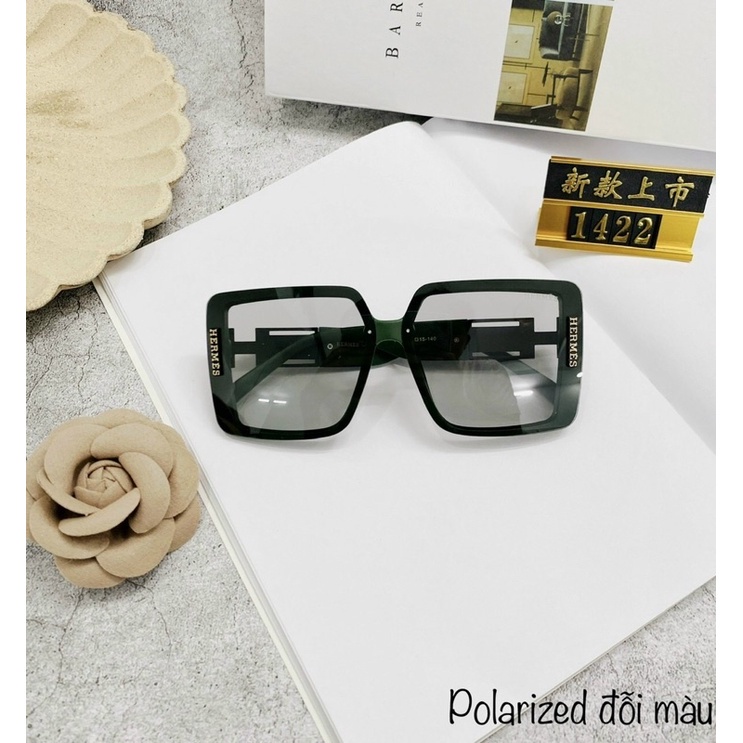 Kính Vuông Nữ Đổi Màu chữ H HM Tròng poli Đi Ngày Và Đêm Chống Tia UV400