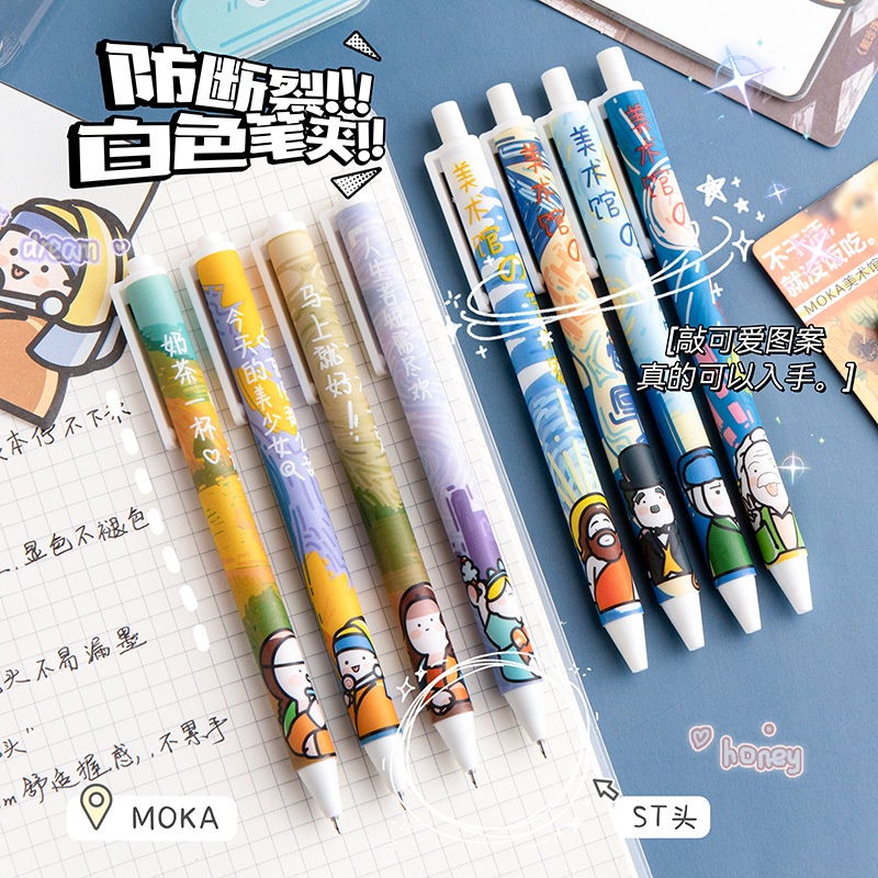 Bút Mực Gel Ngòi 0.5mm Mực Đen Họa Tiết Hoạt Hình Có Thể Thu Gọn Cho Học Sinh