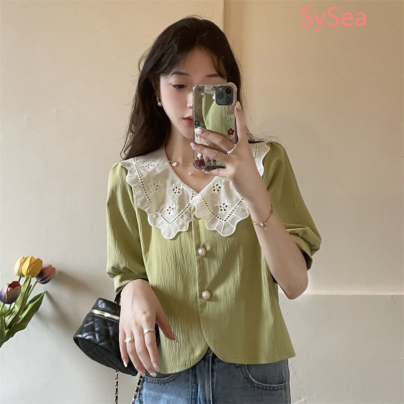 Áo Kiểu Tay Phồng Cổ Búp Bê Thời Trang Mùa Hè Pháp Cho Nữ