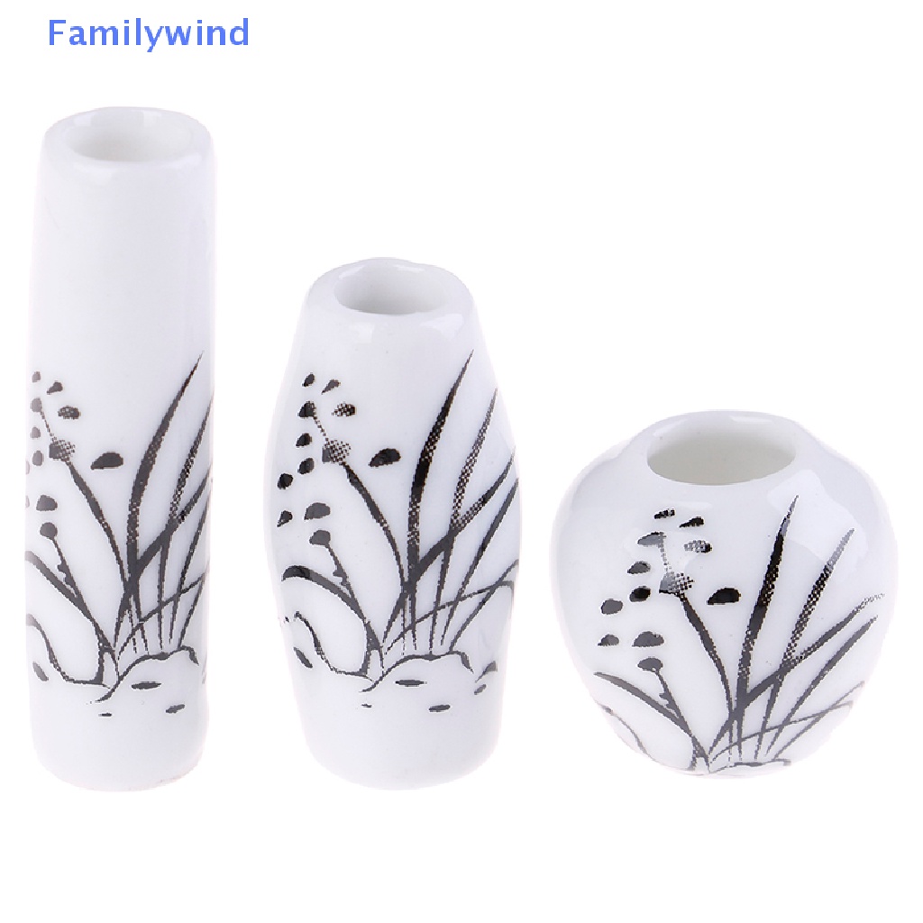 Set 3 Lọ Hoa Sứ Mini 1: 12 Dùng Để Trang Trí Nhà Búp Bê