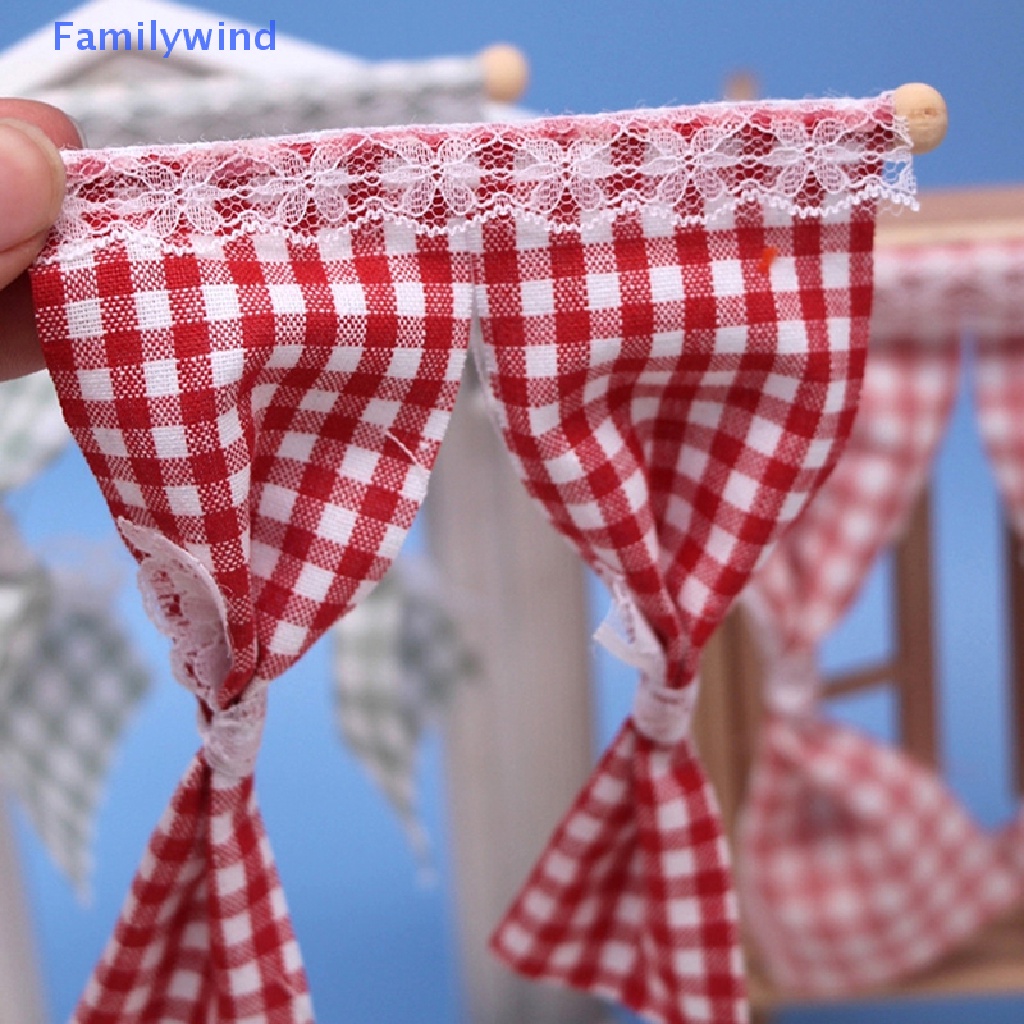 1 Rèm Cửa Ren Họa Tiết Kẻ Ô Dành Cho Nhà Búp Bê 1: 12